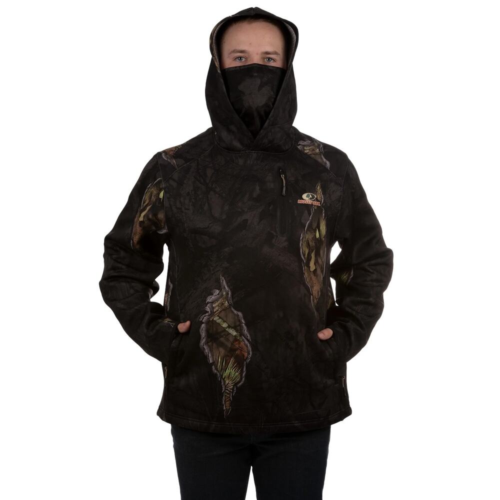 Mossy Oak Eclipse Mens Small Camo Warming Hoodie with Neck Gaiter Hunting
